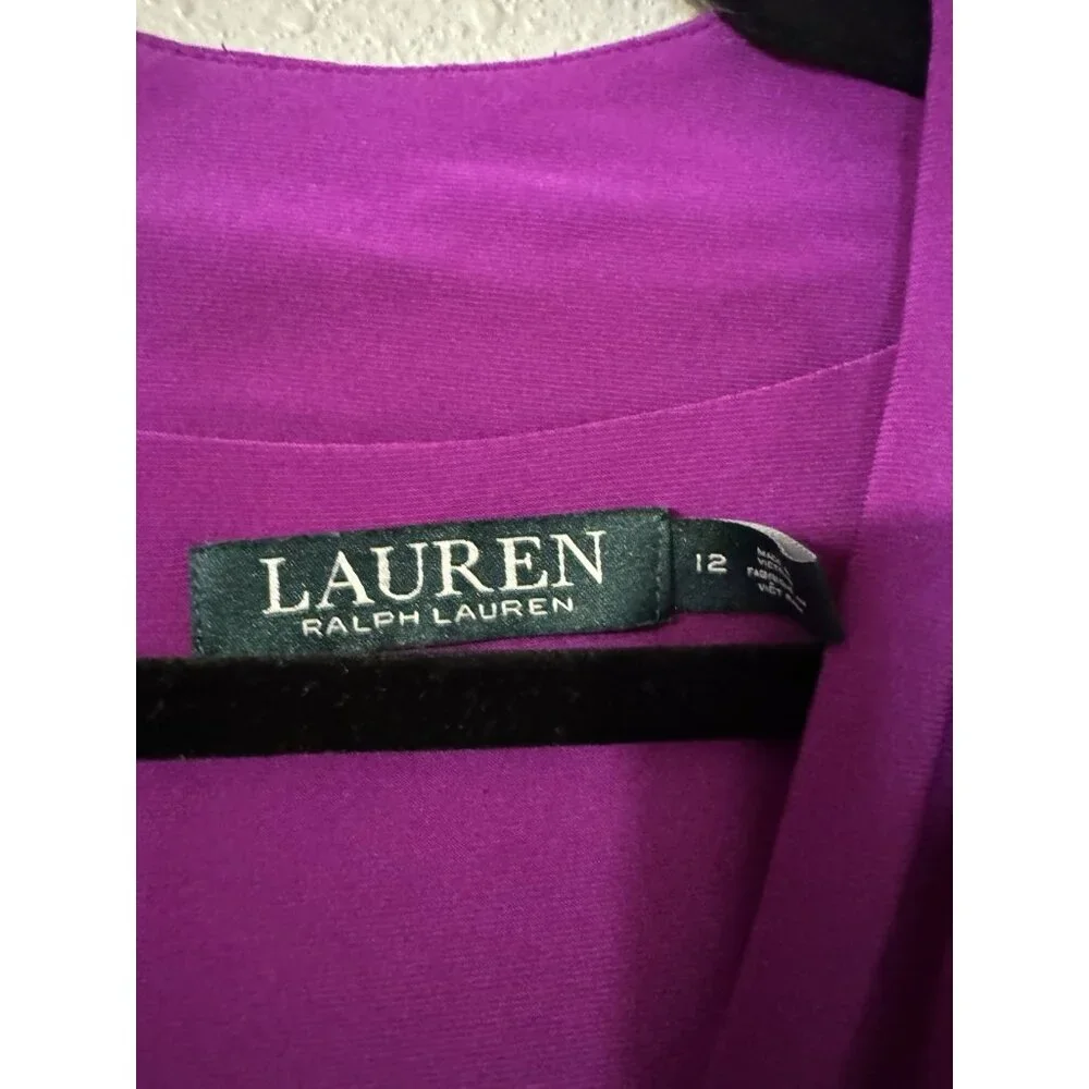 Ralph Lauren Dress 12 Magenta Purple Pink Stretch Sleeveless V Neck Washable